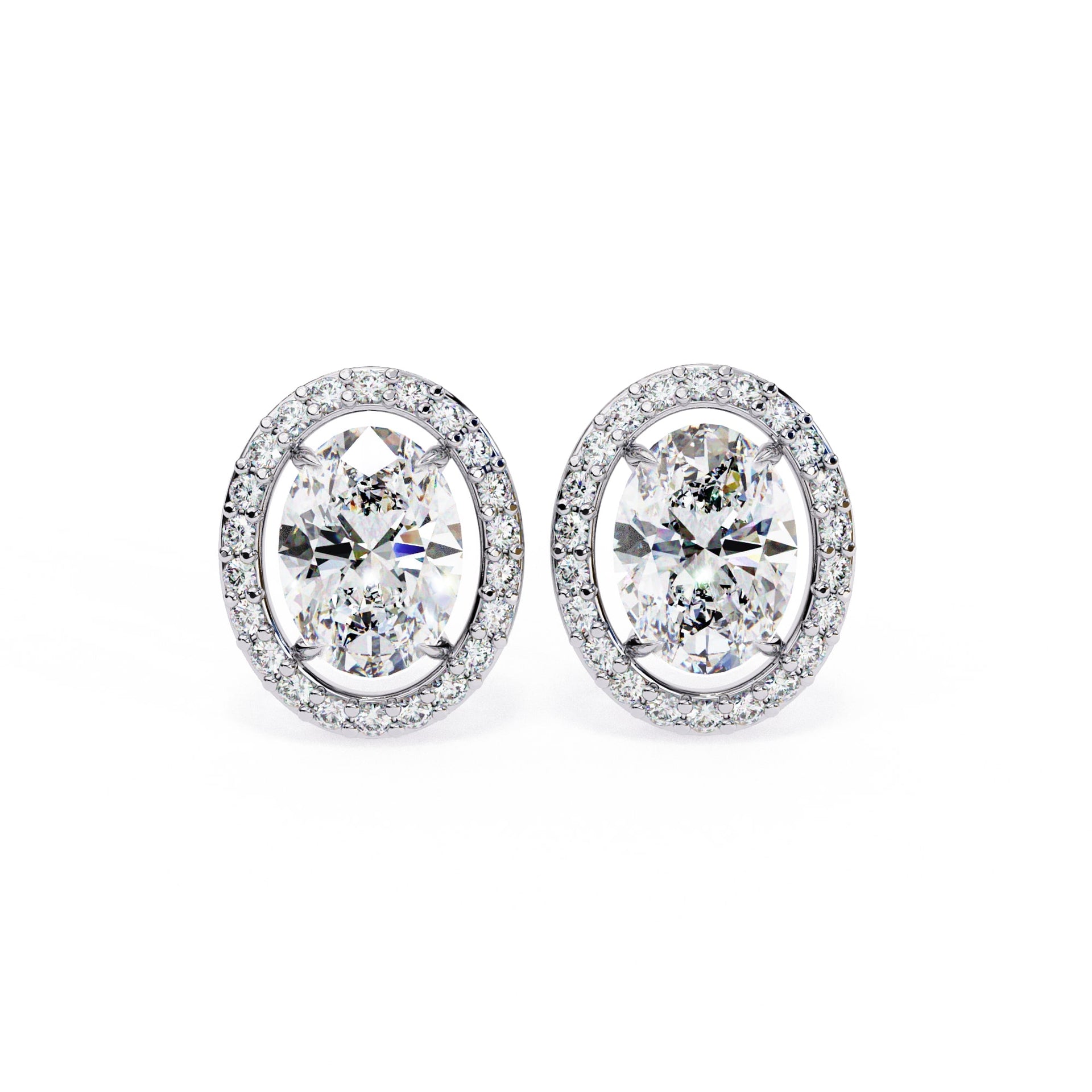Lab Grown Oval Diamond Halo Stud Earrings