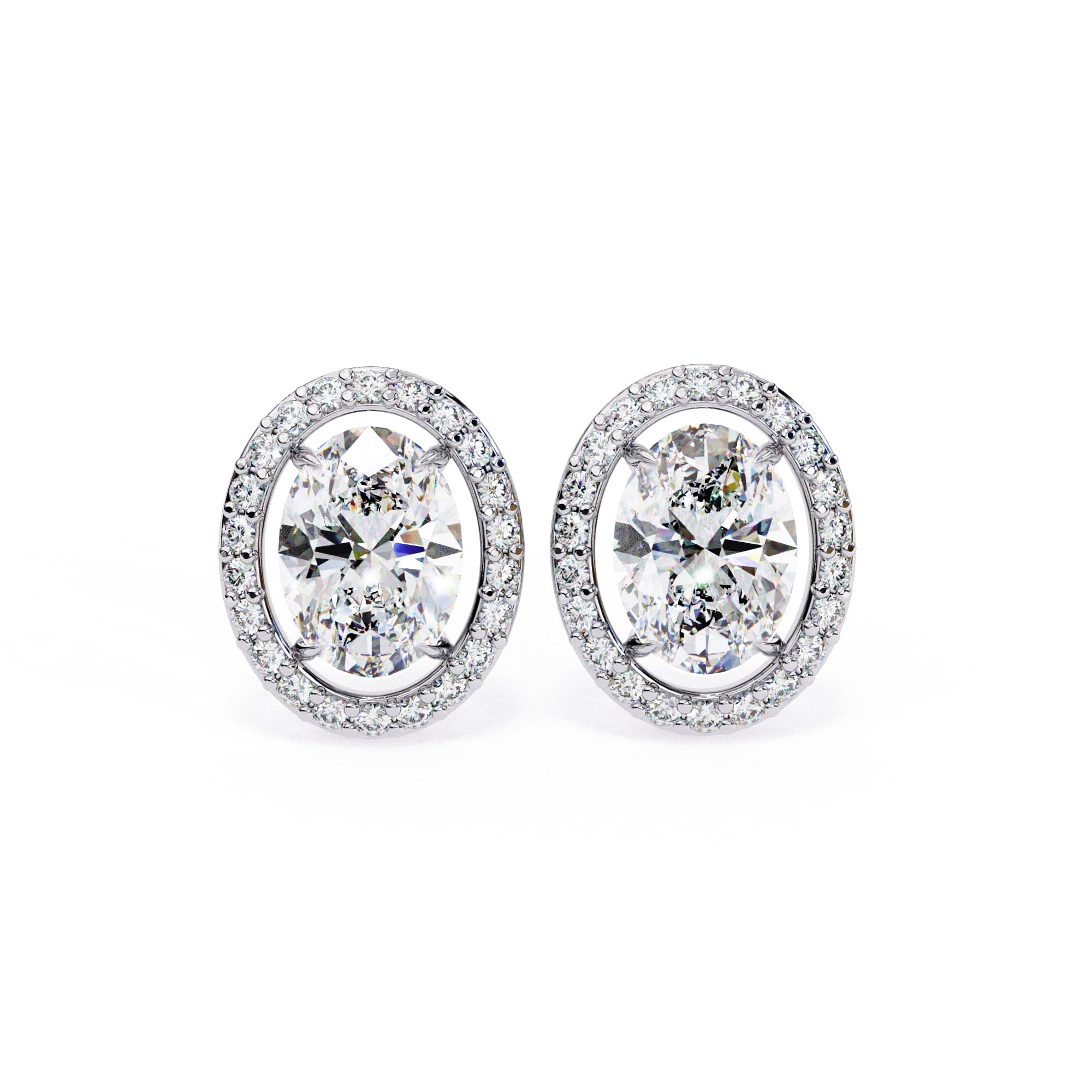 Oval halo stud earrings
