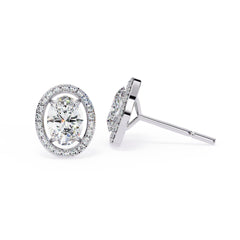 Oval halo stud earrings