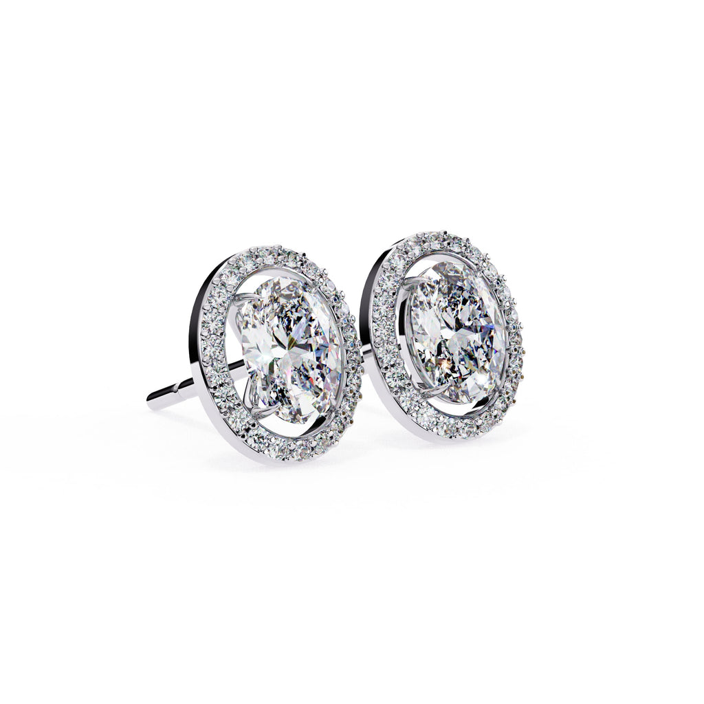 Oval halo stud earrings