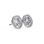 Oval halo stud earrings