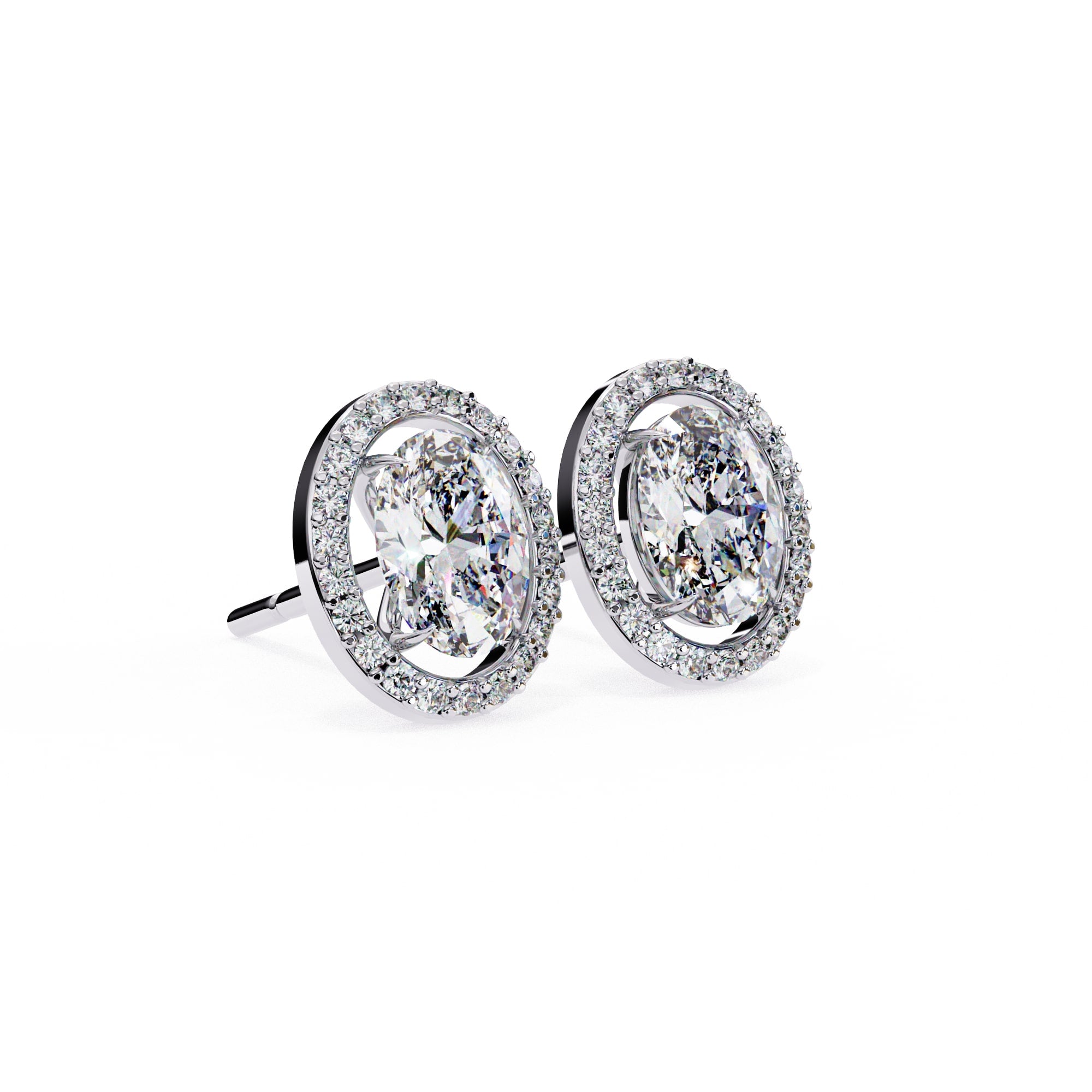 Oval halo stud earrings