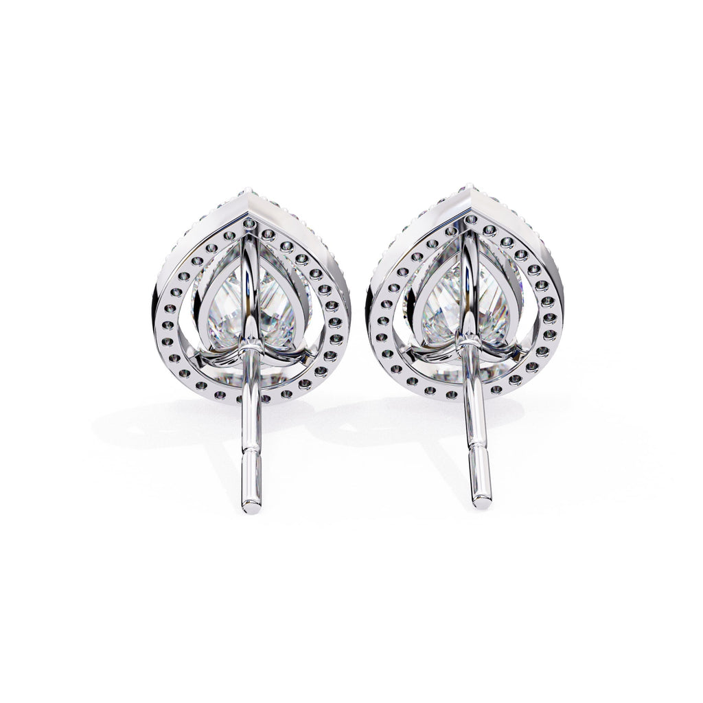 Pear Halo Stud Earrings
