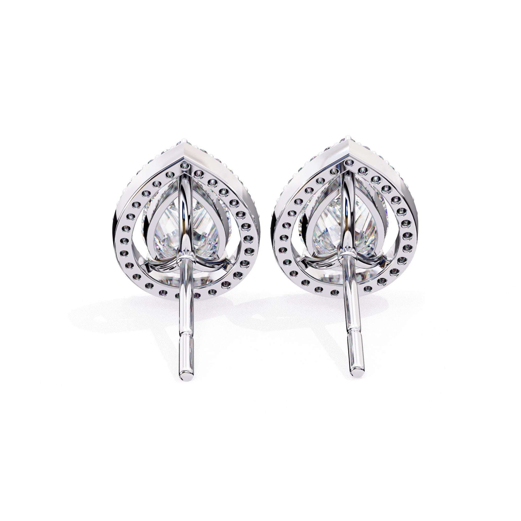 Pear Halo Stud Earrings