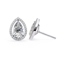 Pear Halo Stud Earrings