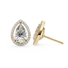 Pear Halo Stud Earrings