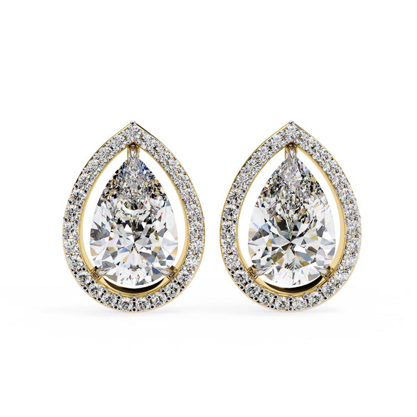 Pear Halo Stud Earrings