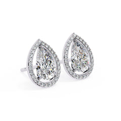 Pear Halo Stud Earrings
