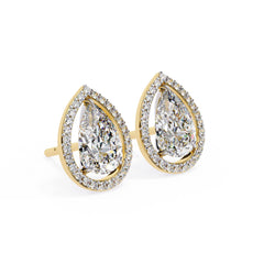 Pear Halo Stud Earrings