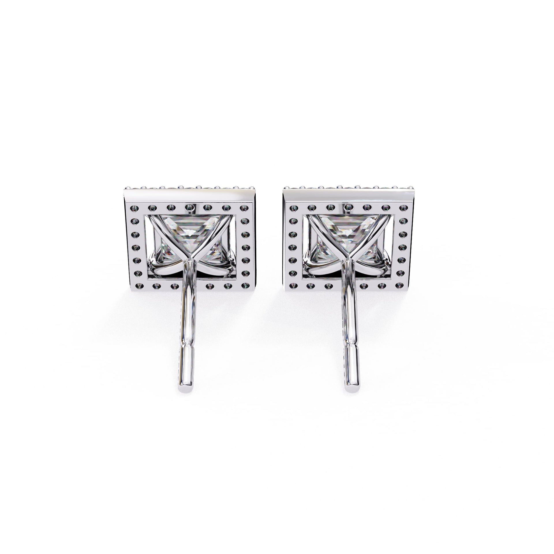 Princess Cut Lab Diamond Halo Stud Earrings