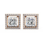 Princess Cut Lab Diamond Halo Stud Earrings