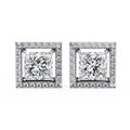 1.68 Carat Princess Cut Lab Diamond Halo Stud Earrings