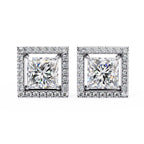 Princess Cut Lab Diamond Halo Stud Earrings