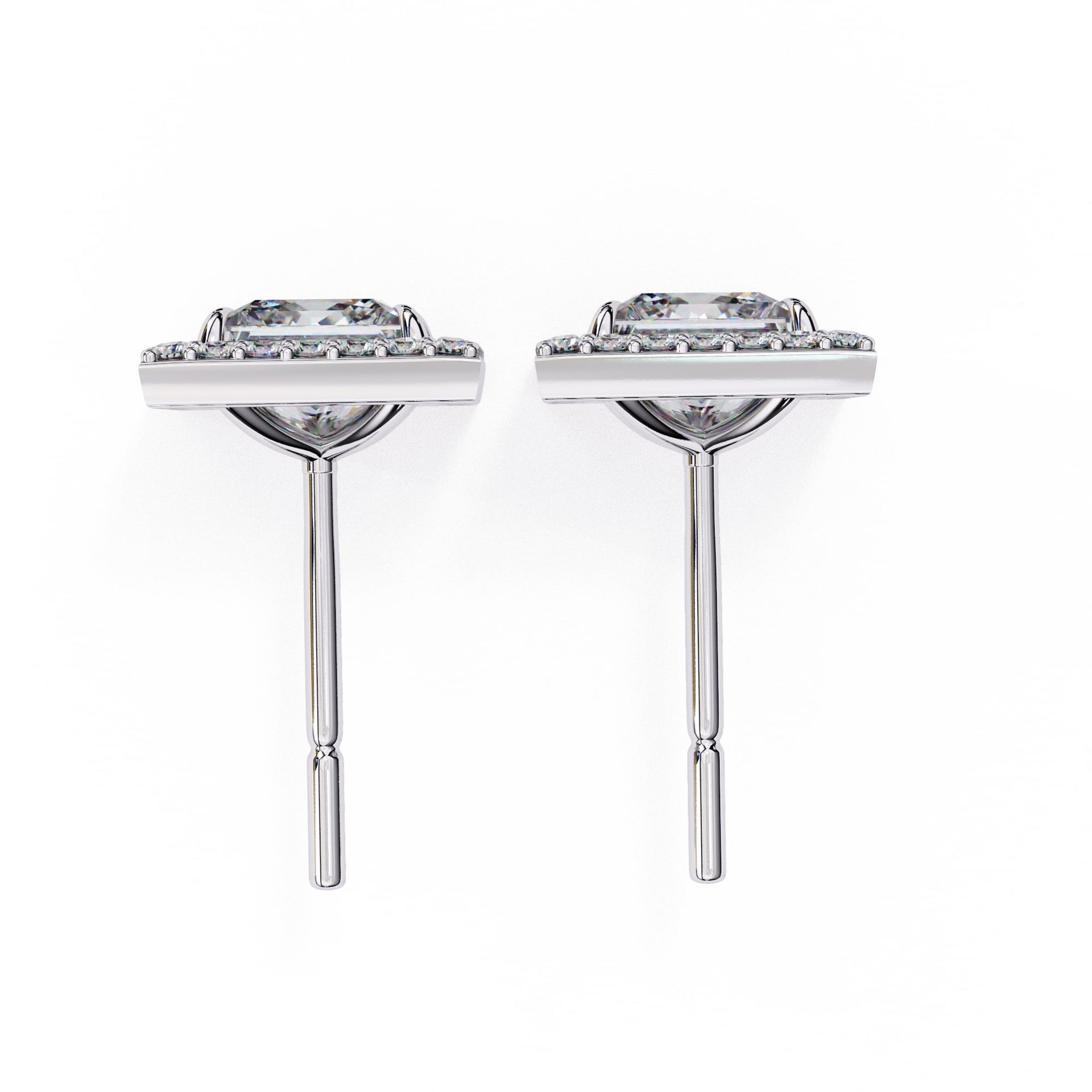 Princess Cut Lab Diamond Halo Stud Earrings