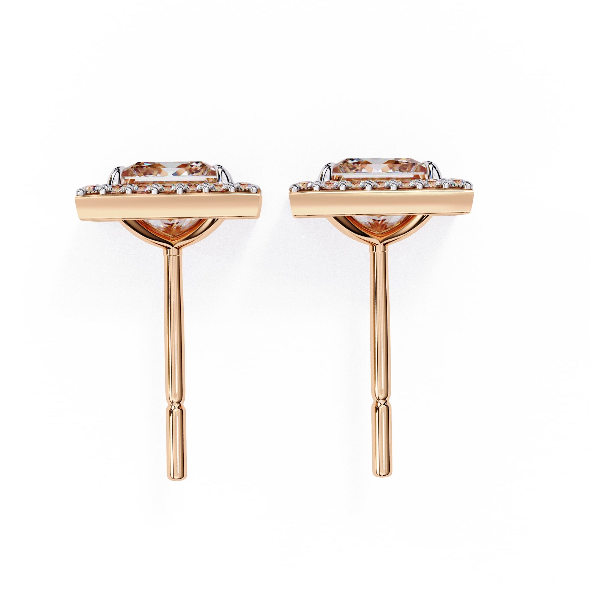 Princess Cut Lab Diamond Halo Stud Earrings
