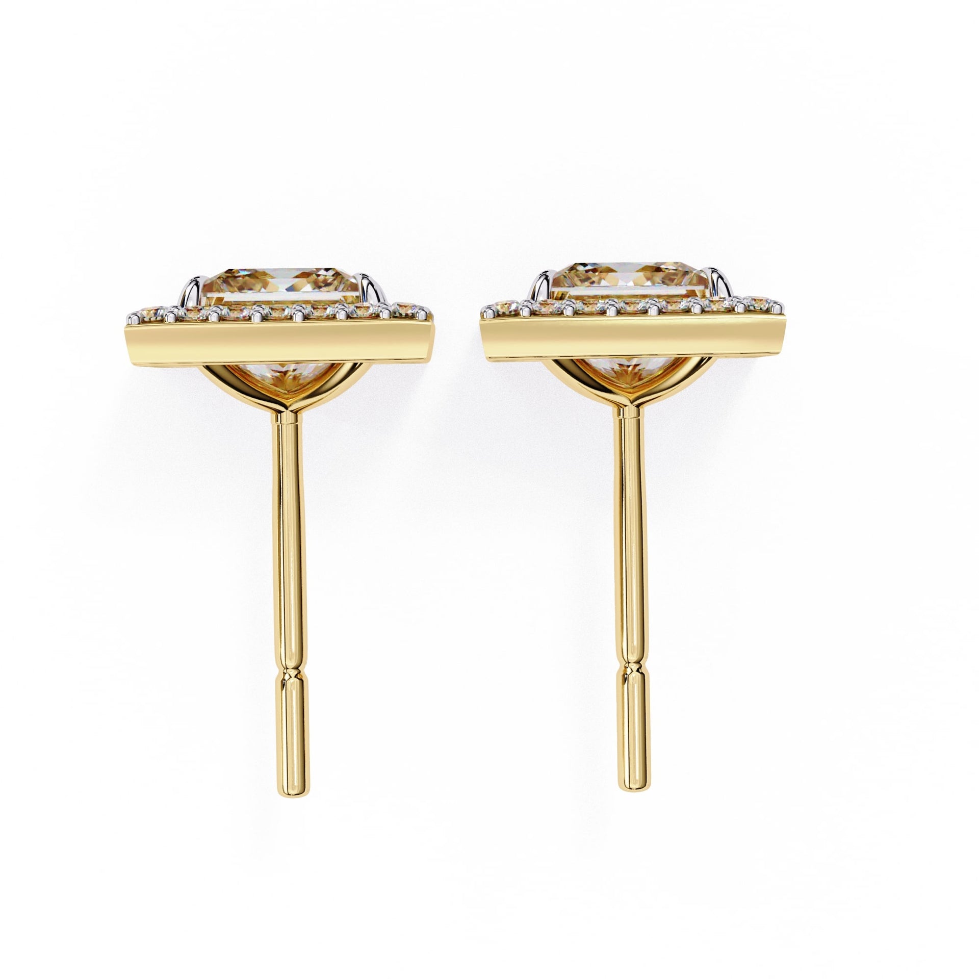 Princess Cut Lab Diamond Halo Stud Earrings