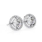 Round Cut Halo Diamond Stud Earrings