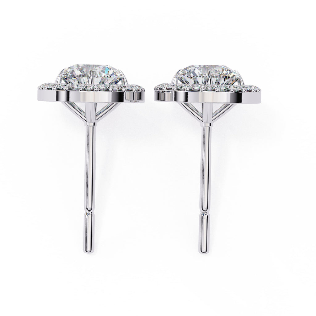 Round Cut Halo Diamond Stud Earrings