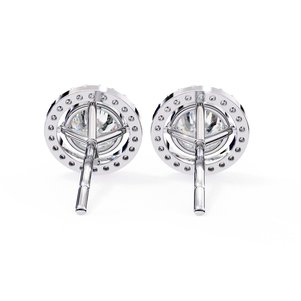Round Cut Halo Diamond Stud Earrings