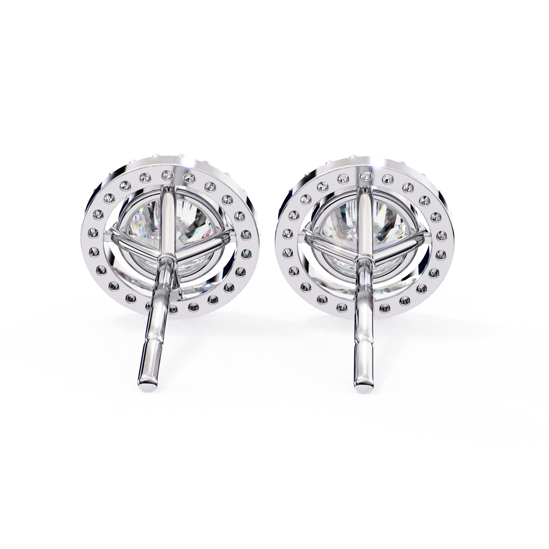 Round Cut Halo Diamond Stud Earrings