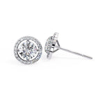 Round Cut Halo Diamond Stud Earrings