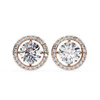 Round Cut Halo Diamond Stud Earrings