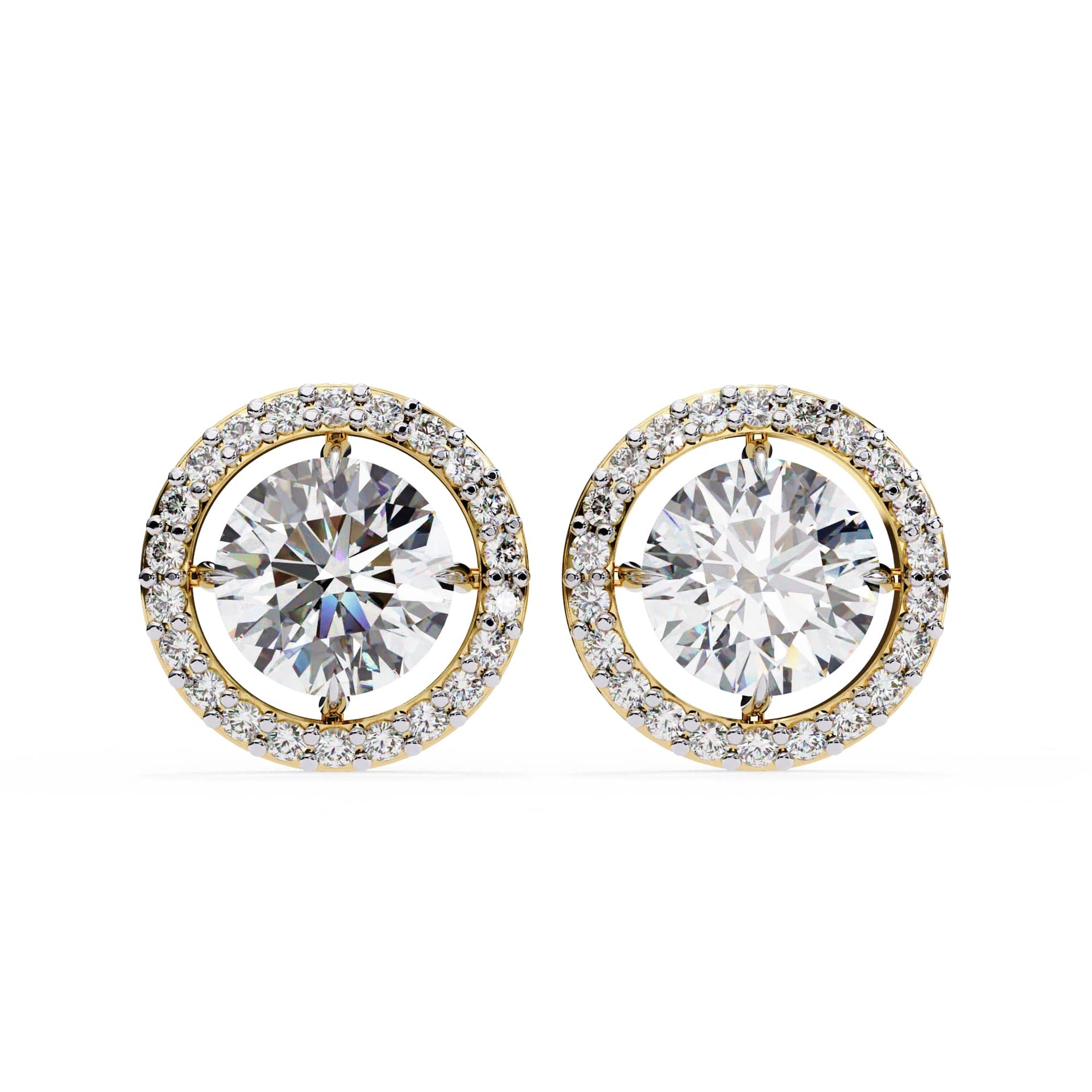 Round Cut Halo Diamond Stud Earrings