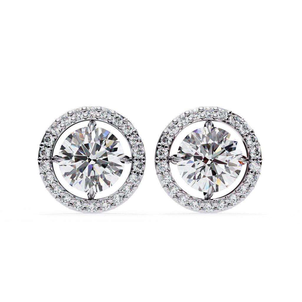 1.84 Carat Round Cut Lab Created Halo Diamond Earrings