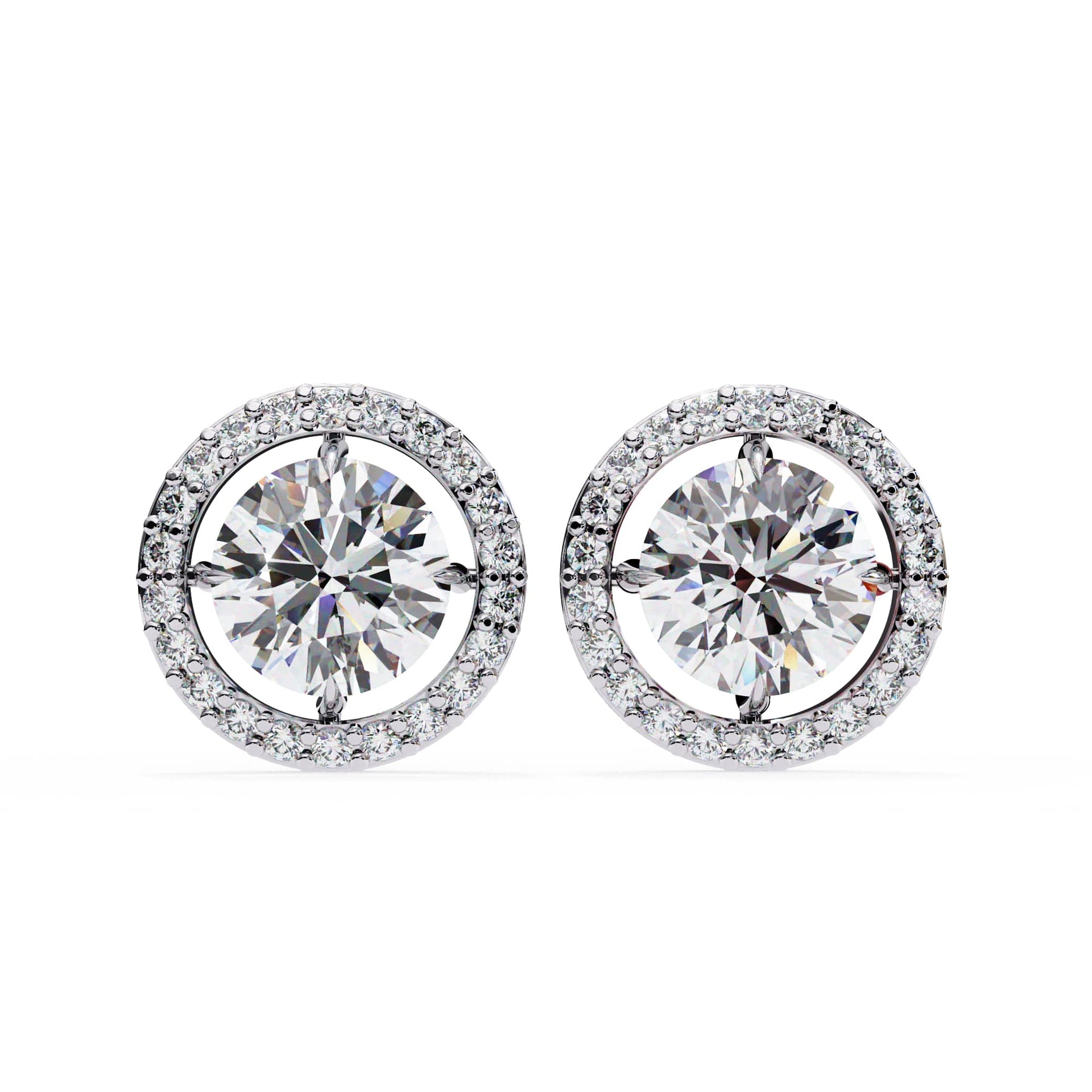 Round Cut Halo Diamond Stud Earrings