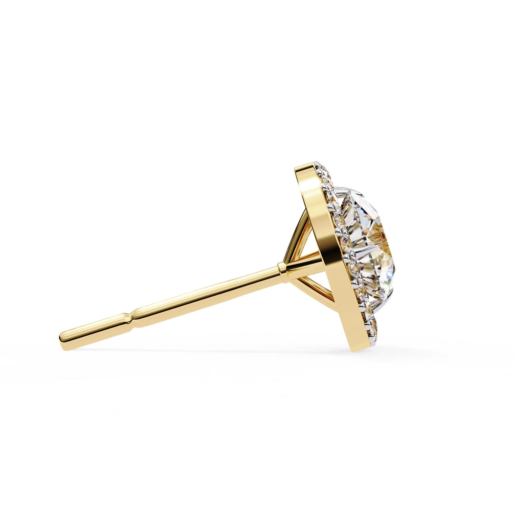 Round Cut Halo Diamond Stud Earrings