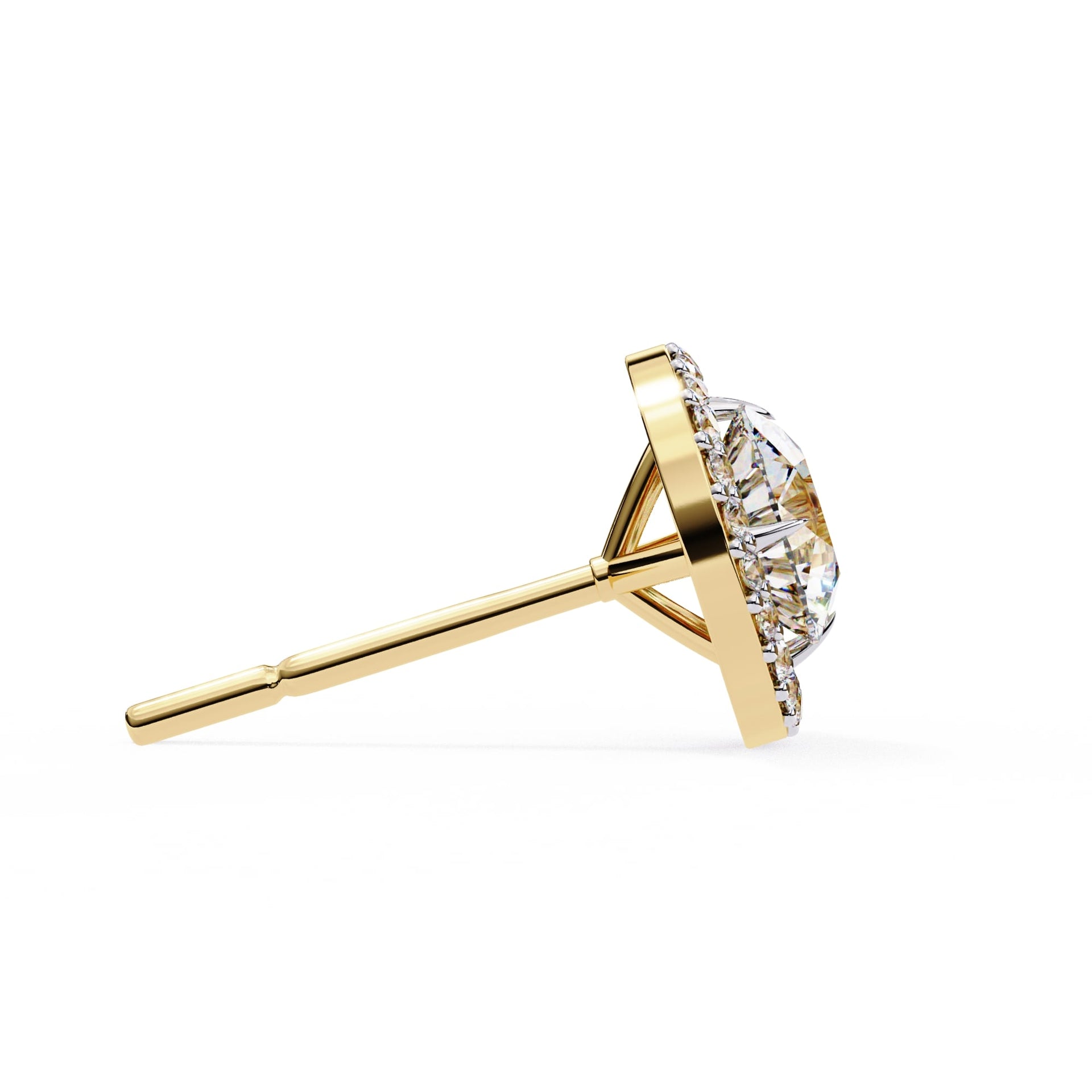 Round Cut Halo Diamond Stud Earrings