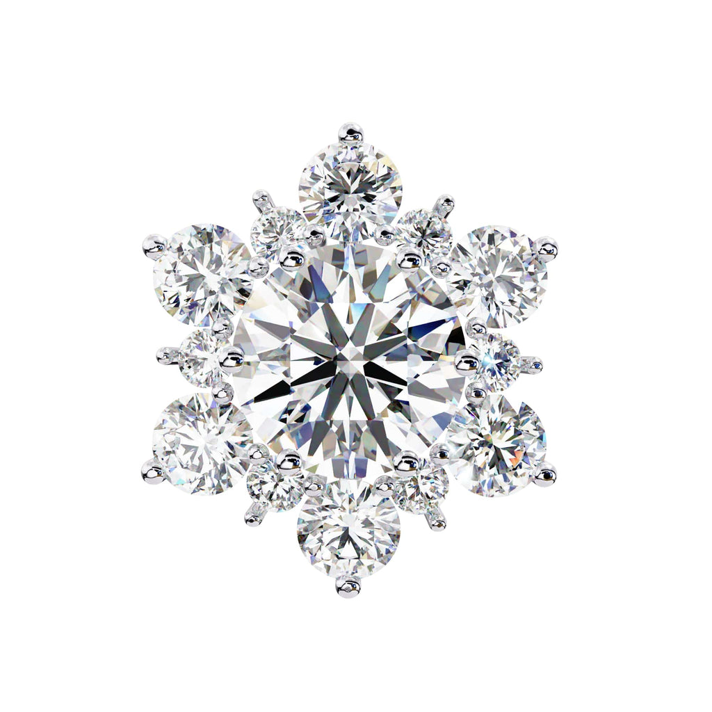 Round Diamond Flower Shape Stud Earrings