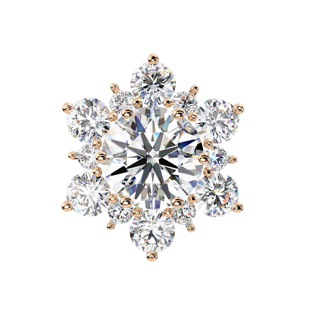 Round Diamond Flower Shape Stud Earrings