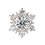 Round Diamond Flower Shape Stud Earrings
