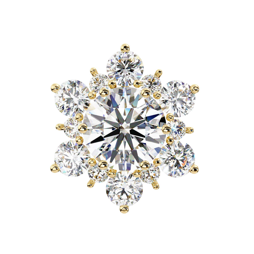 Round Diamond Flower Shape Stud Earrings