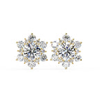 Round Diamond Flower Shape Stud Earrings