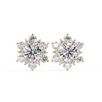 Round Diamond Flower Shape Stud Earrings
