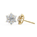 Round Diamond Flower Shape Stud Earrings