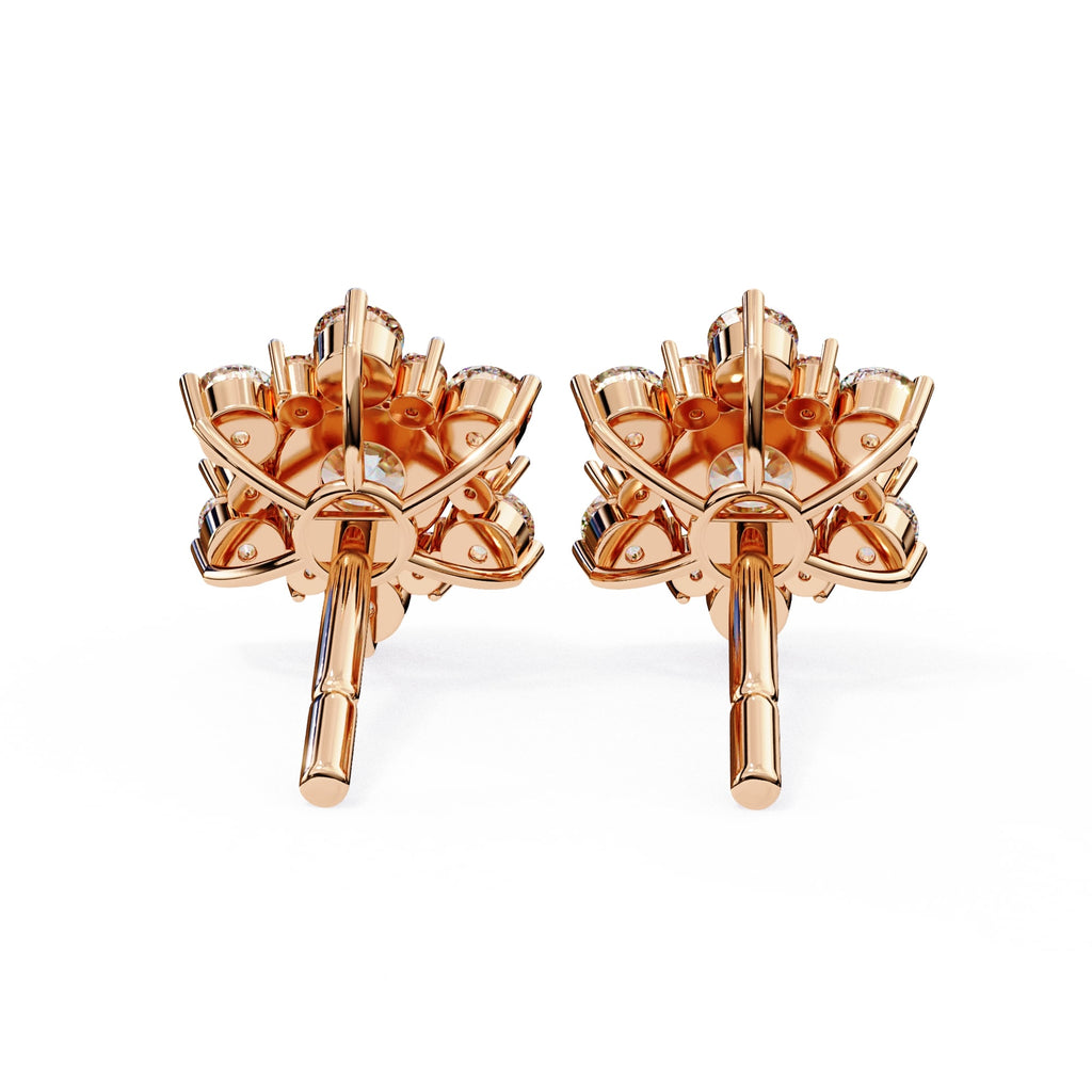 Round Diamond Flower Shape Stud Earrings
