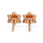 Round Diamond Flower Shape Stud Earrings