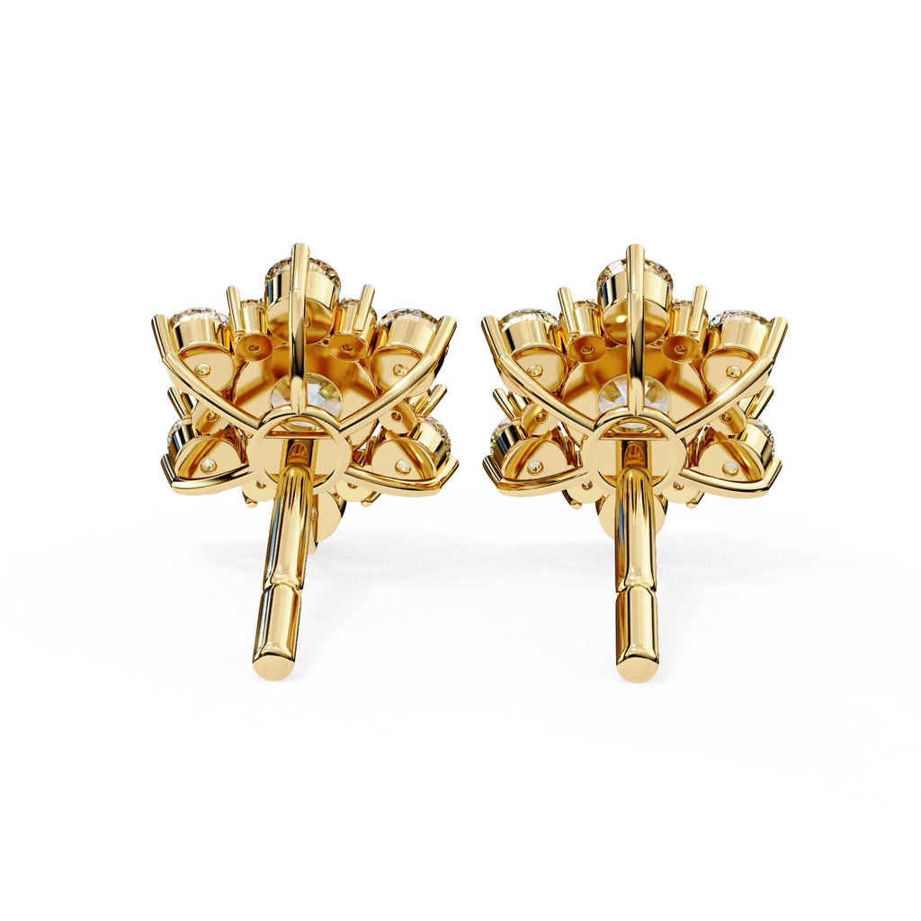 Round Diamond Flower Shape Stud Earrings