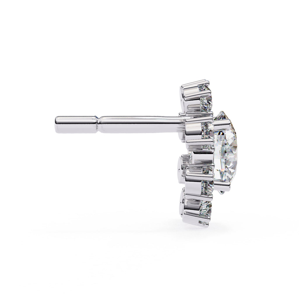 Unique Round Cut Lab Diamond Floral Stud Earrings