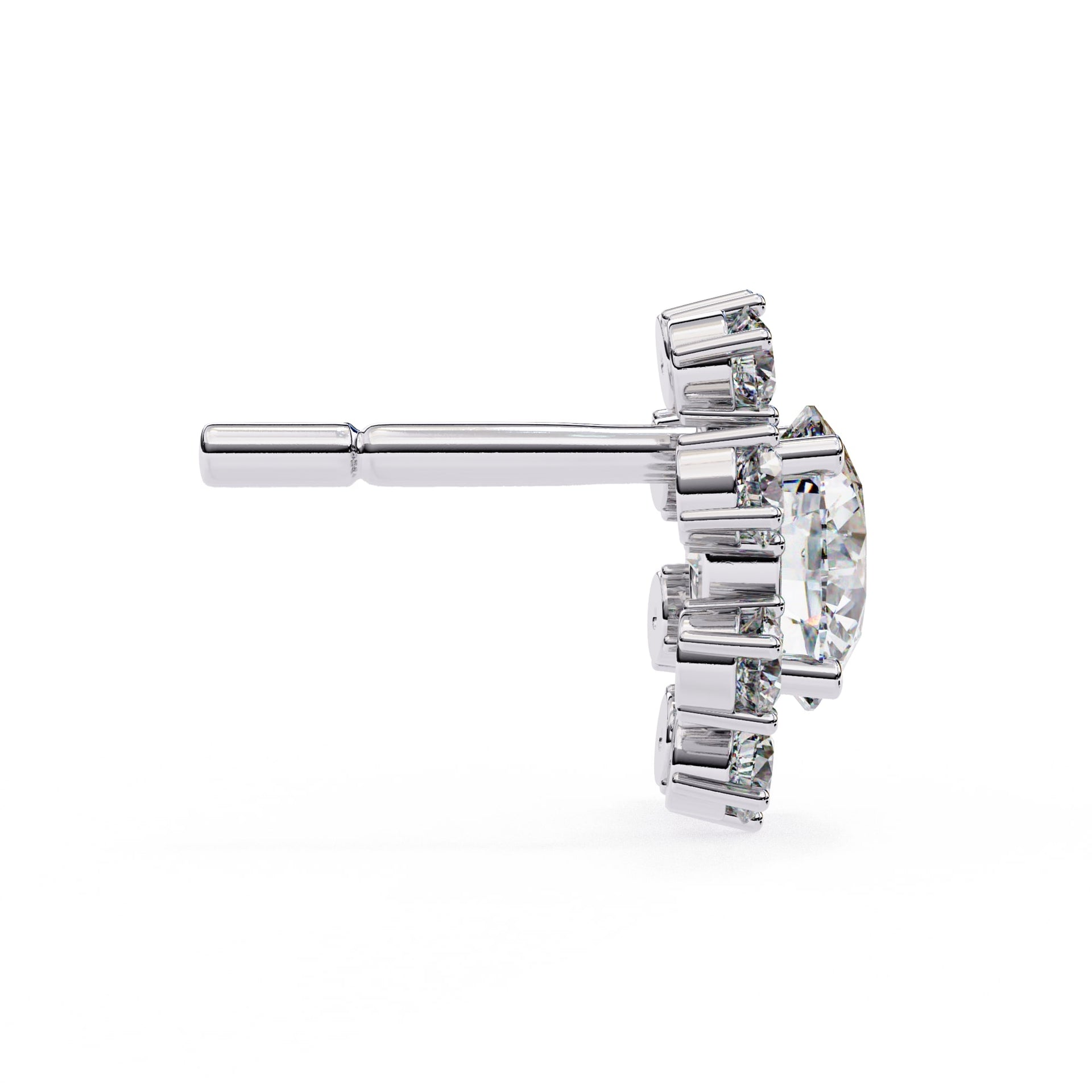 Round Cut Lab Diamond Floral Stud Earrings