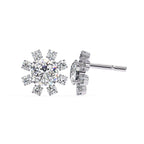 Unique Round Cut Lab Diamond Floral Stud Earrings