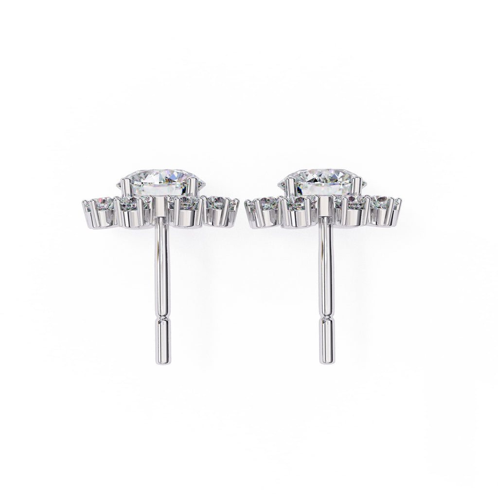 Unique Round Cut Lab Diamond Floral Stud Earrings