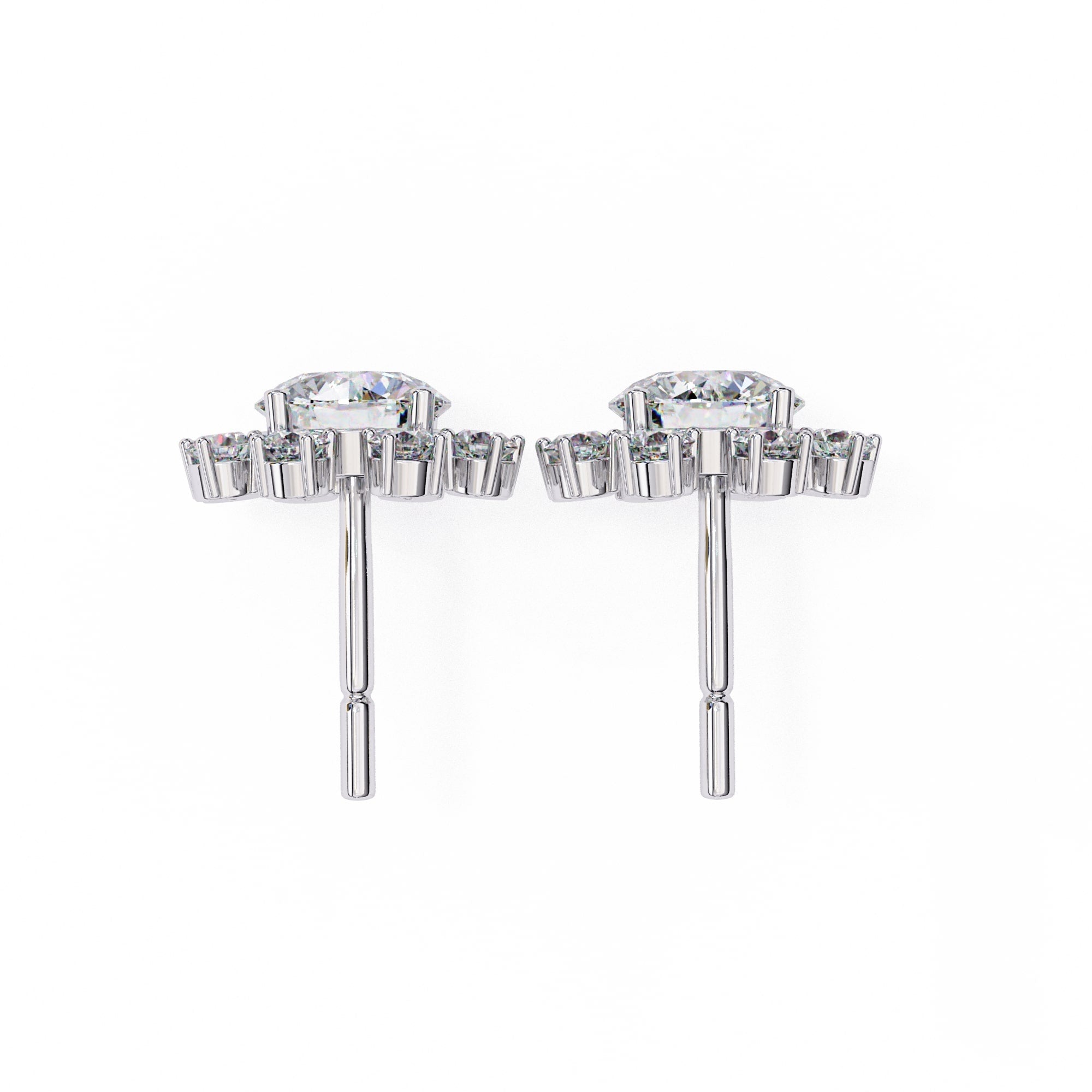 Unique Round Cut Lab Diamond Floral Stud Earrings