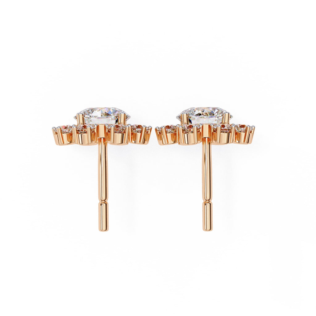 Unique Round Cut Lab Diamond Floral Stud Earrings