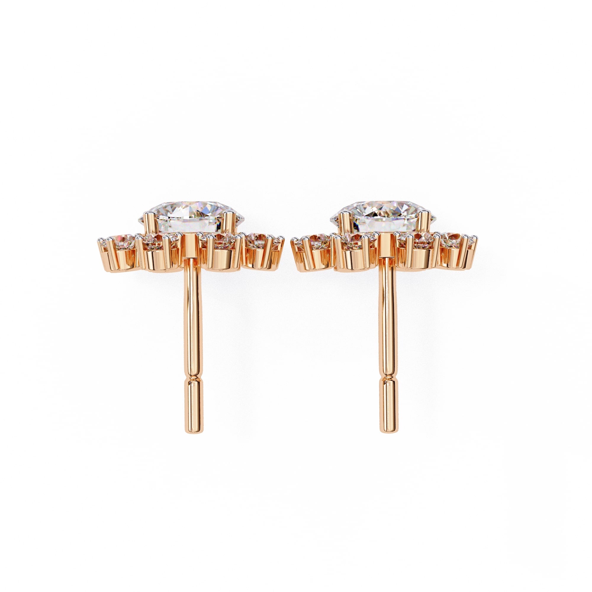 Unique Round Cut Lab Diamond Floral Stud Earrings