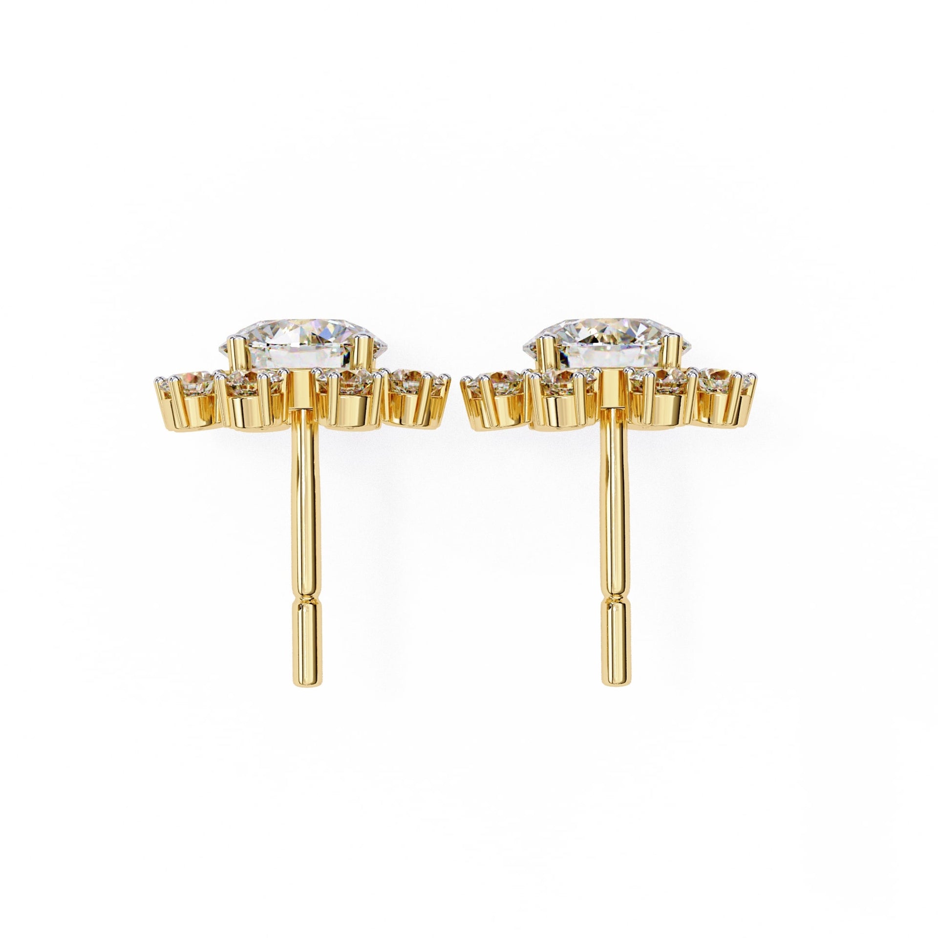 Round Cut Lab Diamond Floral Stud Earrings