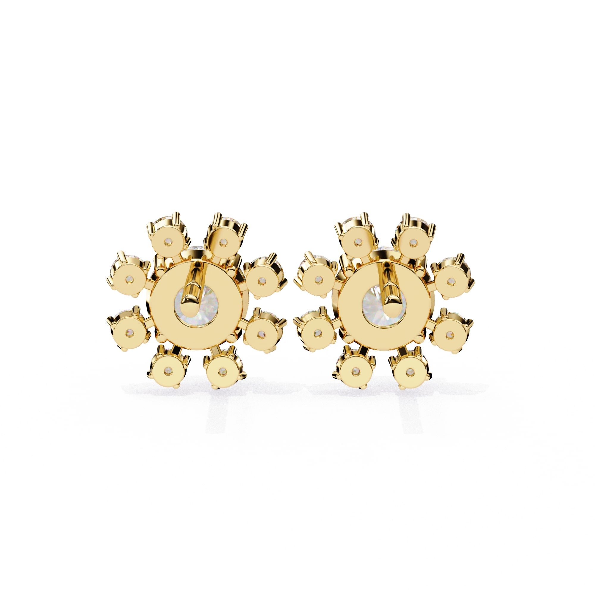 Unique Round Cut Lab Diamond Floral Stud Earrings
